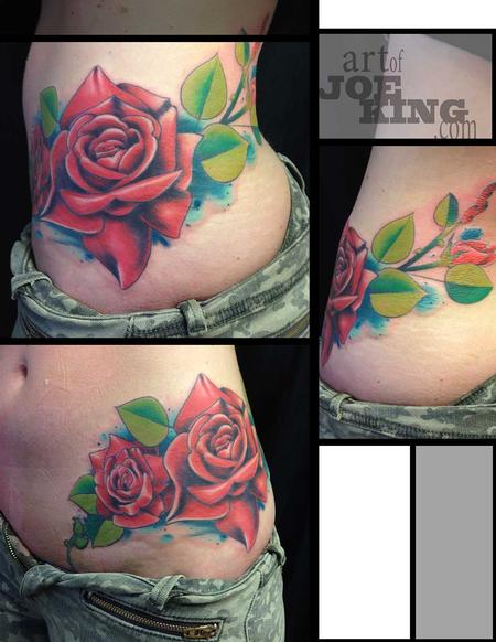 Tattoos - Red Roses Wrapping a Hip  - 89782